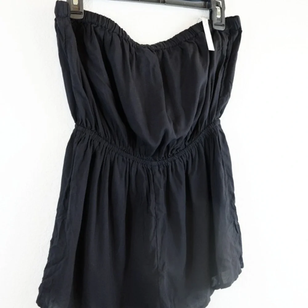 NWT ASOS Romper Sz 6‎ Black Bandeau Tie Open Back Strapless Beach Coverup Retro - Picture 4 of 10